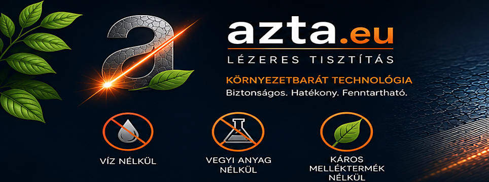 Kék háttér, az azta.eu logó, vízcsepp és levél ikonok, valamint három „nélkül” tiltó jel.